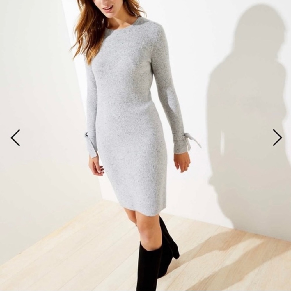 LOFT Pale Gray-Blue Tie Cuff Sweater Dress Size XS